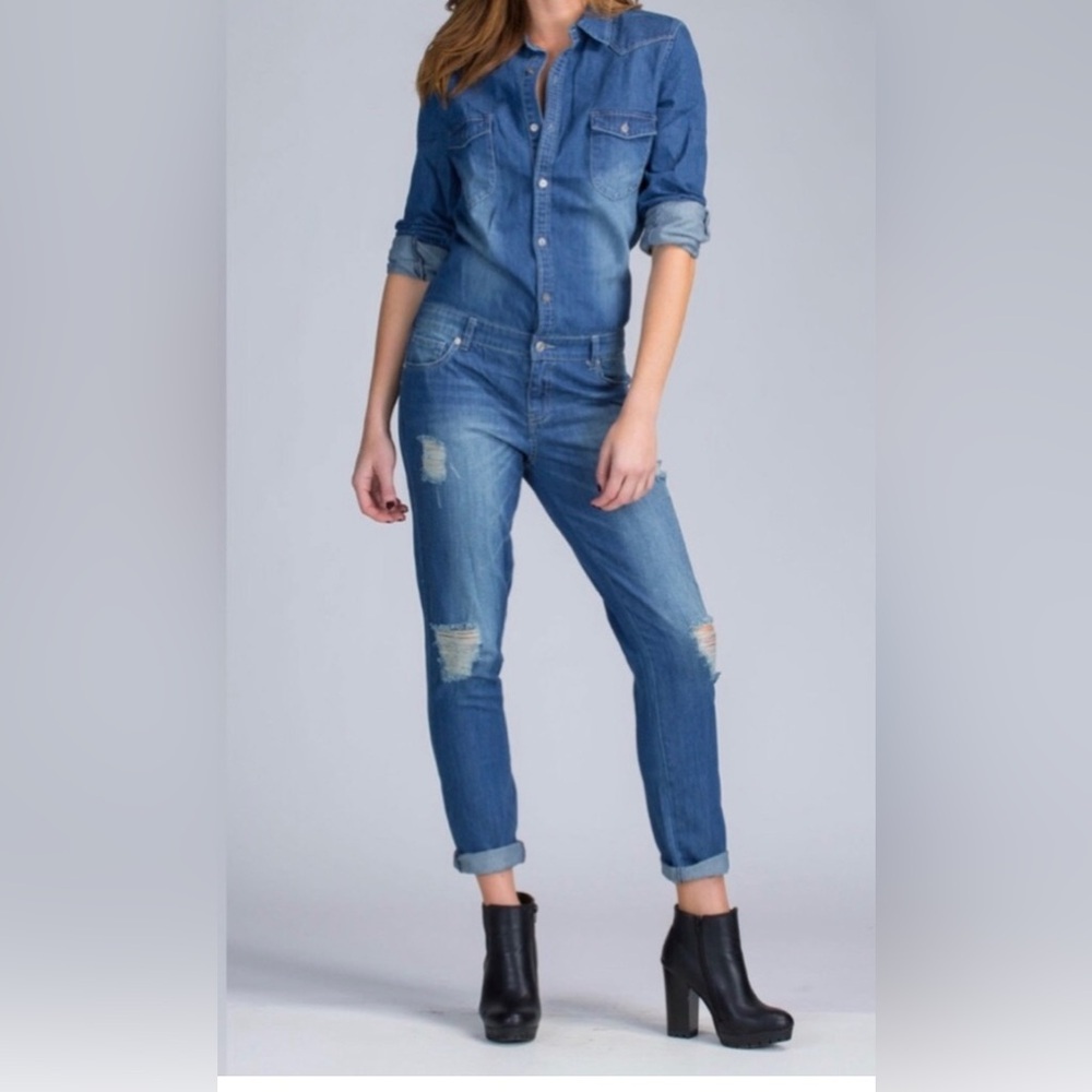 NWT- Signature8 Blue Denim Jumpsuit